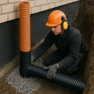 Ammattilainen rakentamassa salaojaa